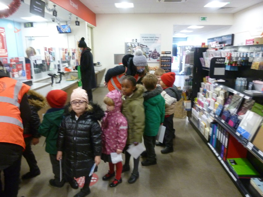 Image of Reception Class go to the Post Office
